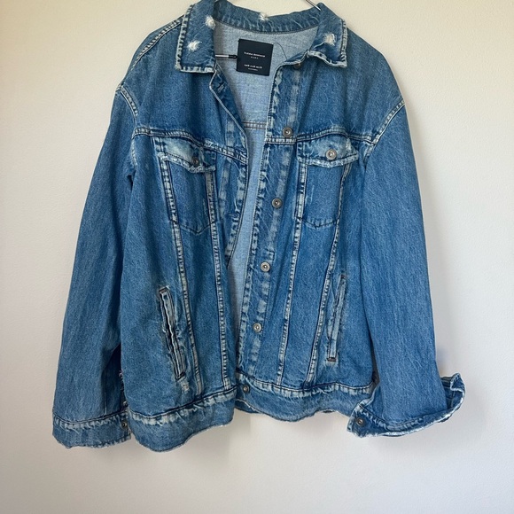 Zara embellished back Denim Blue Women's Jacket s - Picture 2 of 5